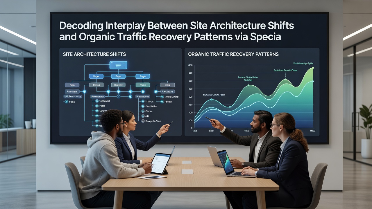 Graph illustrating traffic recovery timelines after site migration and architecture updates